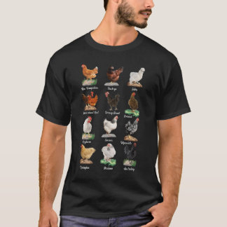 Olika kycklingar Tupp Farm Chickens Hen-ras T Shirt