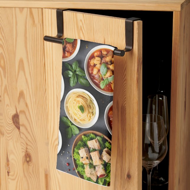 Olika livsmedel kökshandduk (Thirds Fold)