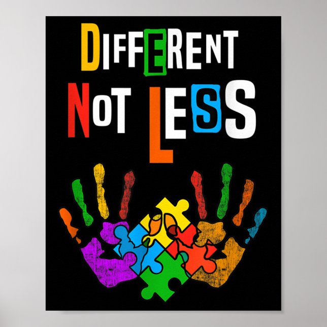 Olika, men inte mindre, Shirt Autism-medvetande Poster (Framsidan)