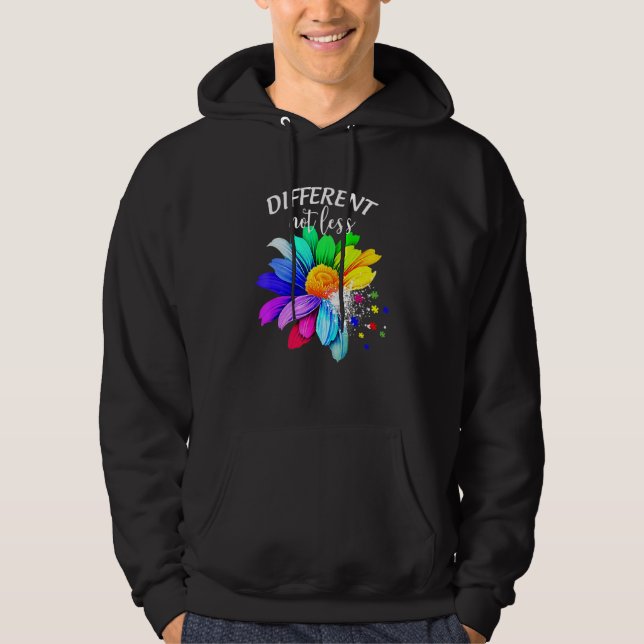 Olika, men inte mindre, Solros Autism Puzzle Aware Hoodie (Framsida)