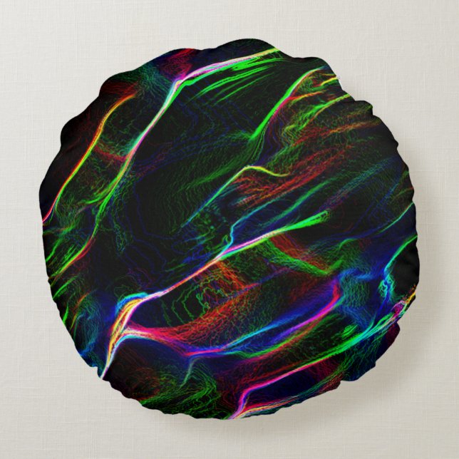 Olika och märkliga tanglar av färglöst linjer rund kudde (Baksidan)