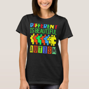 Olika om vackra Autism Autistic Support Mamma T Shirt