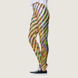 Olika orange rand, färggranulerat linjer leggings