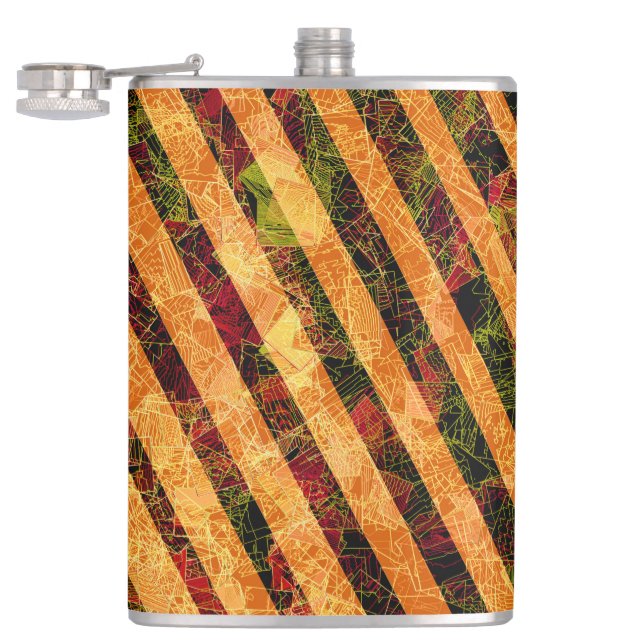 Olika randar i orange, små fyrkanter med repor fickplunta (Öppnad)