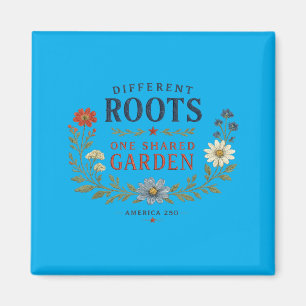 Olika rötter En delad trädgård Patriotiskt blomma Magnet