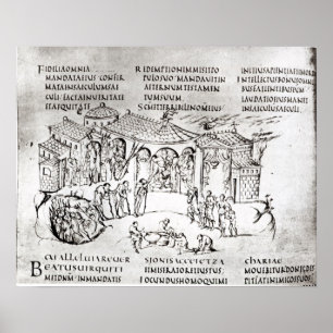 Olika scener som illustrerar en psalm poster