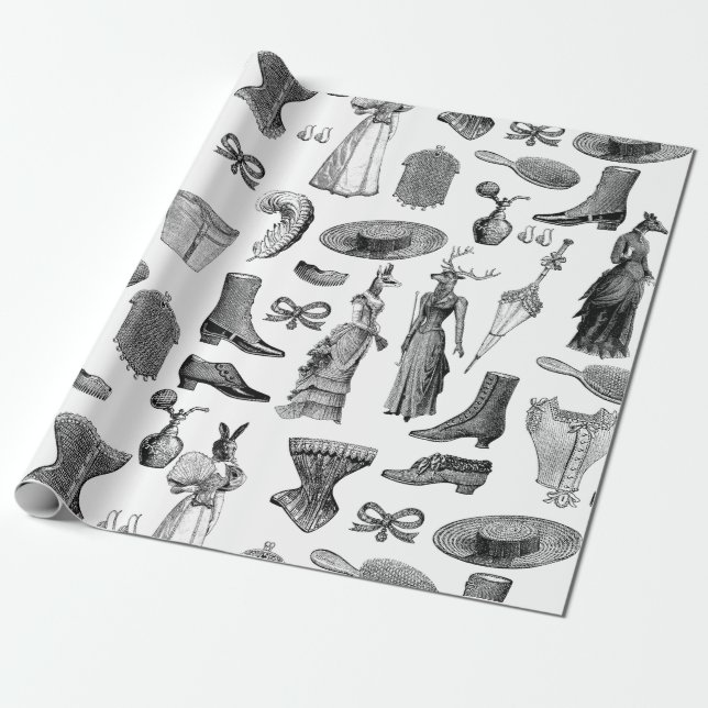 Olika segroriska djur svarta vita lekmän presentpapper (Utrullad)