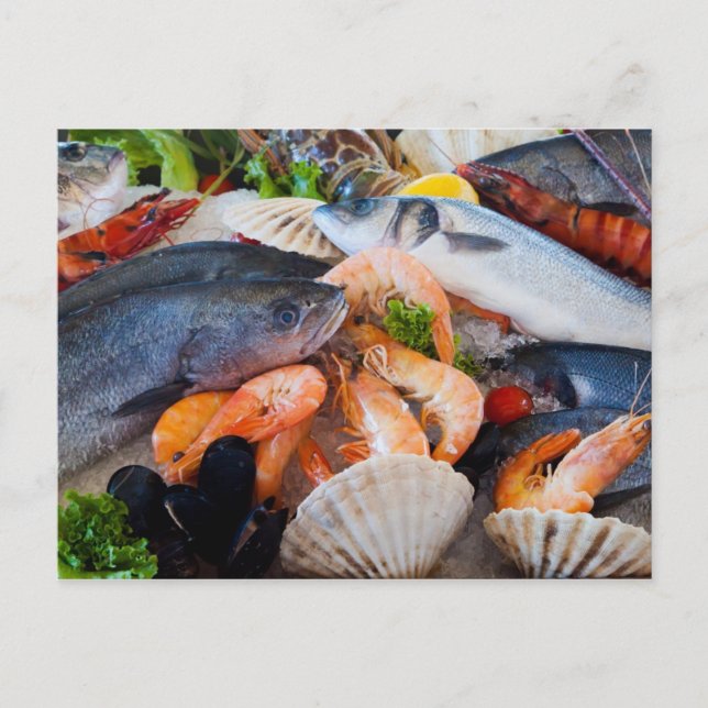 Olika skaldjur vykort (Framsida)