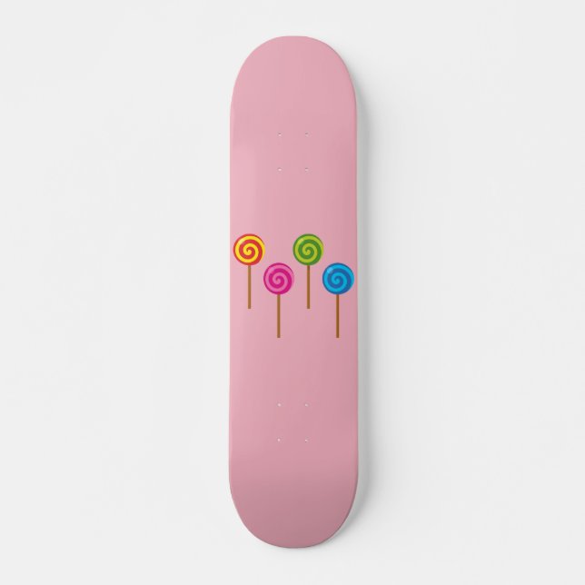 Olika spiralformade färgglada lollipops mini skateboard bräda 18,5 cm (Framsida)