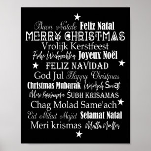 Olika språk av God Jul T Shirt Poster