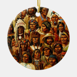 Olika stammar av indianindierCollage Julgransprydnad Keramik