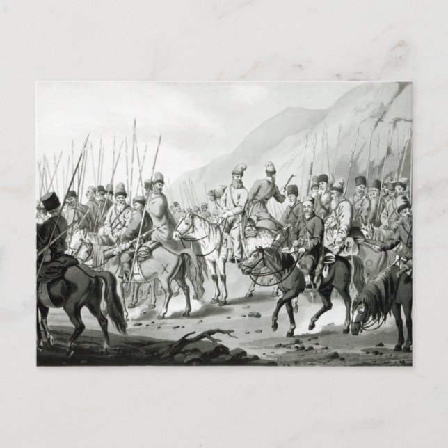 Olika stammar av ryska kosacker vykort (Framsida)