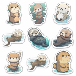 Olika Stil Cute Sea Otter-fästare Klistermärken