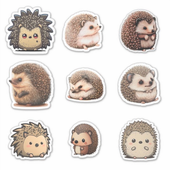 Olika Stil Hedgehog Sticker Lakan Klistermärken (Framsida)
