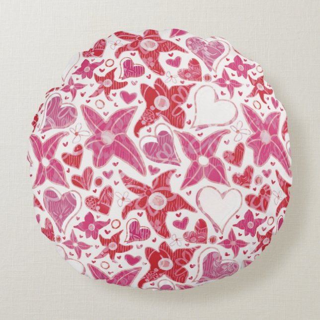 Olika Stil i blomman och örter Mönster Rund Kudde (Framsidan)