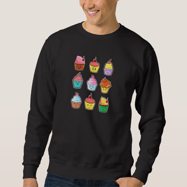 Olika typ av Cupcake Cupcake Bakning Kock Lång Ärmad Tröja (Framsida)
