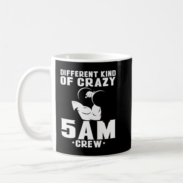 Olika typer av Crazy 5am-besättning Kaffemugg (Vänster)