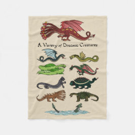 Olika typer av Draconic Creatures Fleecefilt