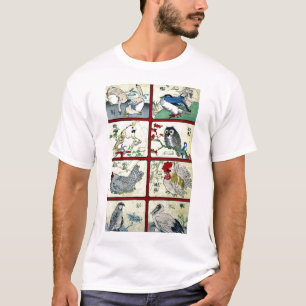 Olika typer av fåglar Ukiyoe Tee Shirt