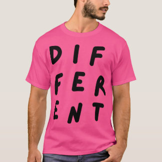 Olika typografi, svart text med handskriven stil, t shirt