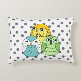 Olika uggla-ungar vita prydnadskudde