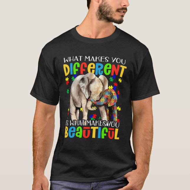Olika Vacker Autism Medvetenhet Pusselbit  T Shirt (Framsida)