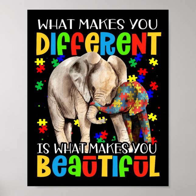 Olika vackra Autism Awareness Puzzle Biet Poster (Framsidan)