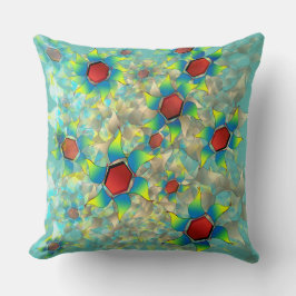 Olika virtuella blommor, blåaktiga blad på tealen kudde