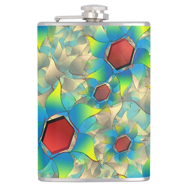 Olika virtuella blommor, blåaktiga blad vid tealen fickplunta (Framsidan)