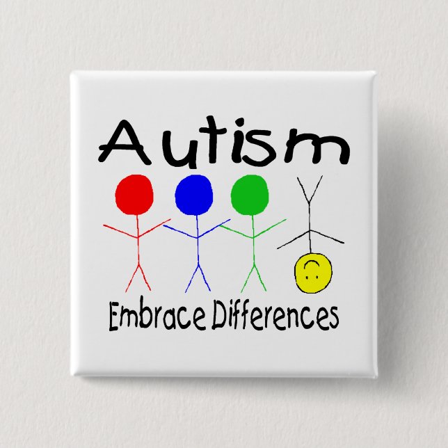 Olikheter mellan autism och tillväxt (människor) knapp (Framsida)