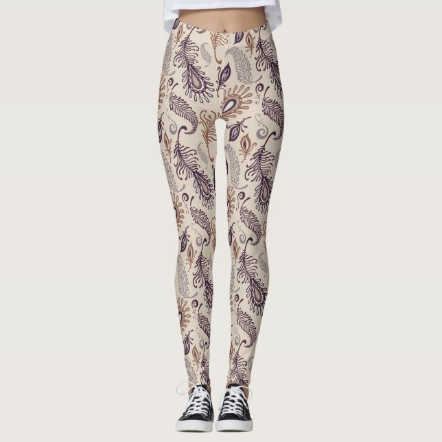 Olikt fjädermönster leggings (Framsida)