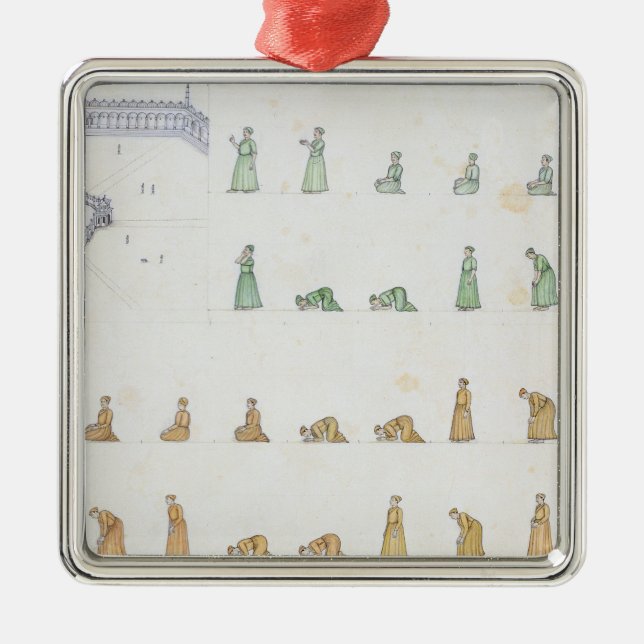 Olikt placerar av förkroppsliga under bön från julgransprydnad metall (Framsidan)