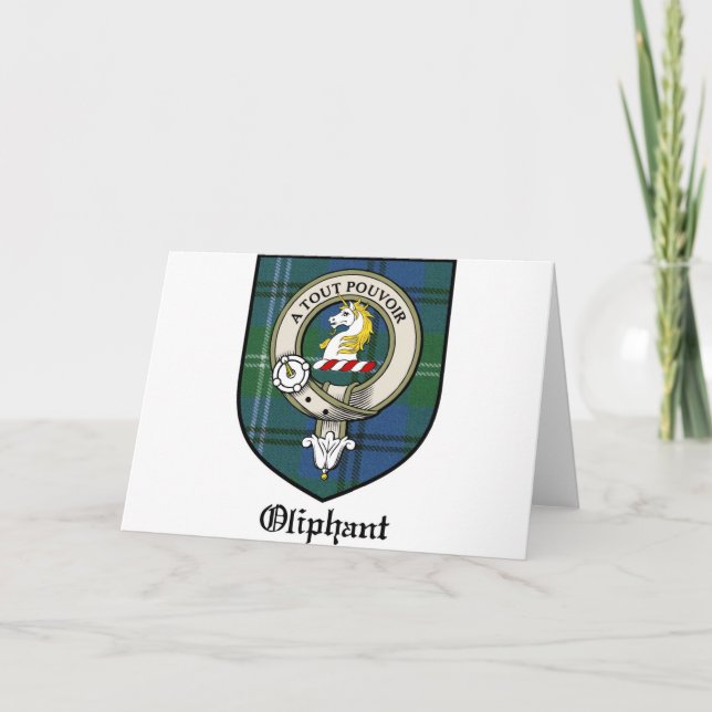 Oliphant Klan Vapensköld Badge Tartan Kort (Framsida)