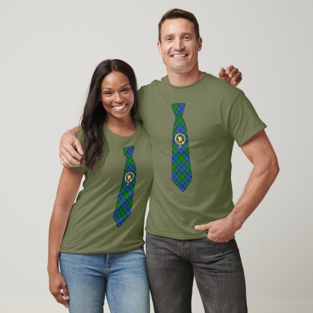 Oliphant Scottish Clan Badge & Tartan Necktie T Shirt (Unisex)