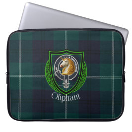 Oliphant Scottish Clan Tartan and Crest Laptop Fodral