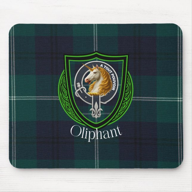 Oliphant Scottish Clan Tartan and Crest  Musmatta (Framsidan)