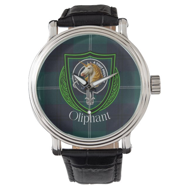 Oliphant Scottish Clan Tartan & Crest Armbandsur (Framsida)