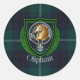 Oliphant skotska klan tartan & vapen runt klistermärke