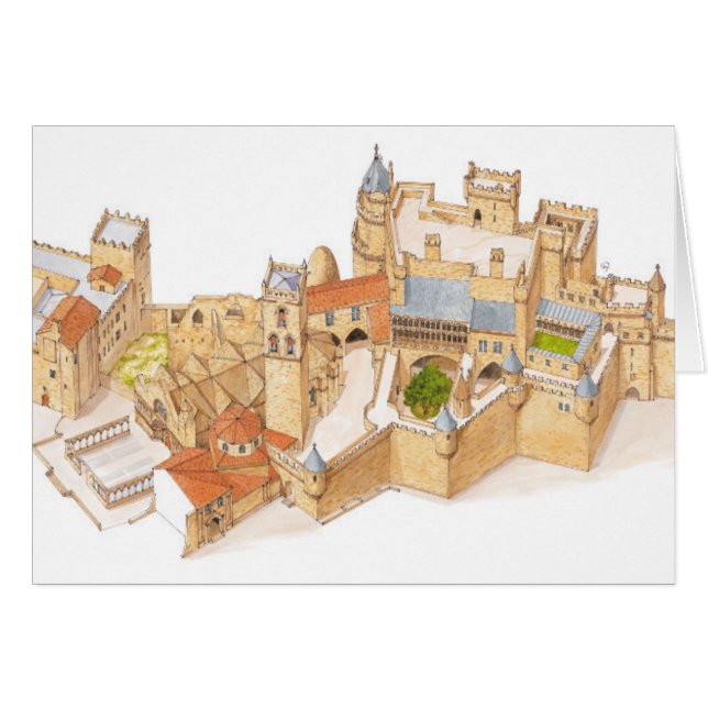 Olite slott. Navarra Spanien Hälsningskort (Framsidan Horizontal)