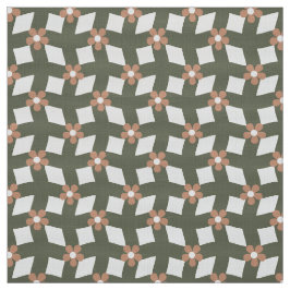 Oliv Abstrakt Blommig Rutnät - Polyester Vävnad Tyg