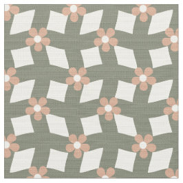 Oliv Abstrakt Blommig Rutnät - Polyester Vävnad Tyg