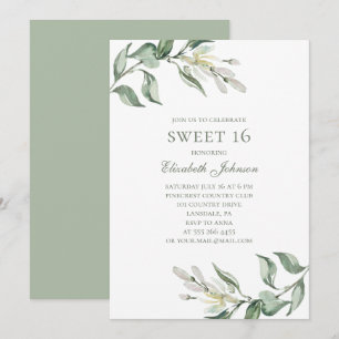 Oliv. Blommor Sweet 16. Sommar 16:e födelsedag Inbjudningar