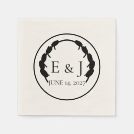 Oliv Botanic Monogram Bröllopsservetter Pappersservett