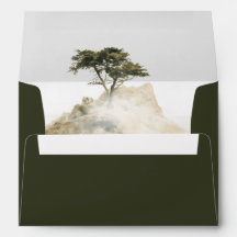 Oliv Elfenbens Cypress kust bröllop returadress