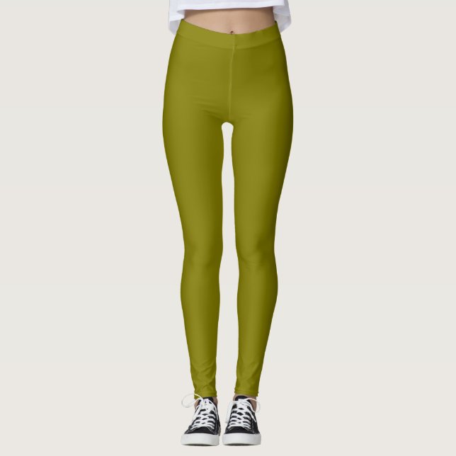 Oliv enfärgad  leggings (Framsida)