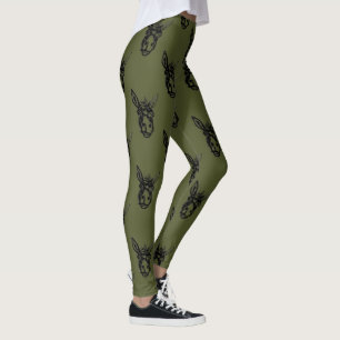 Oliv för åsnaansiktefrimärke leggings