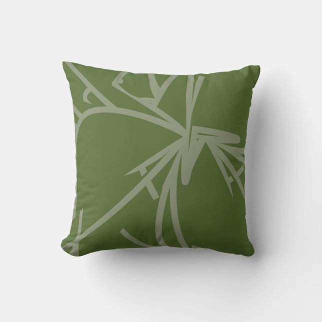 Oliv grönt Abstrakt Bamboo Kudde (Framsida)
