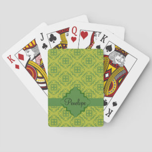 Oliv grönt Arabesque Moroccan Graphic Mönster Spel Kort