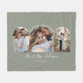 Oliv grönt arch-multifoto-bröllop-presentdekoder fleecefilt