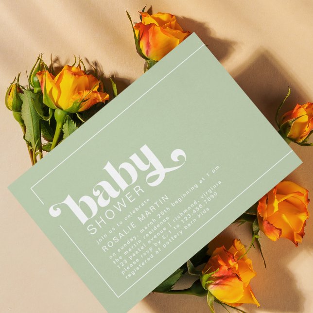 Oliv grönt | Barnskötare för modern Neutralt Inbjudningar (Skapare uppladdad)